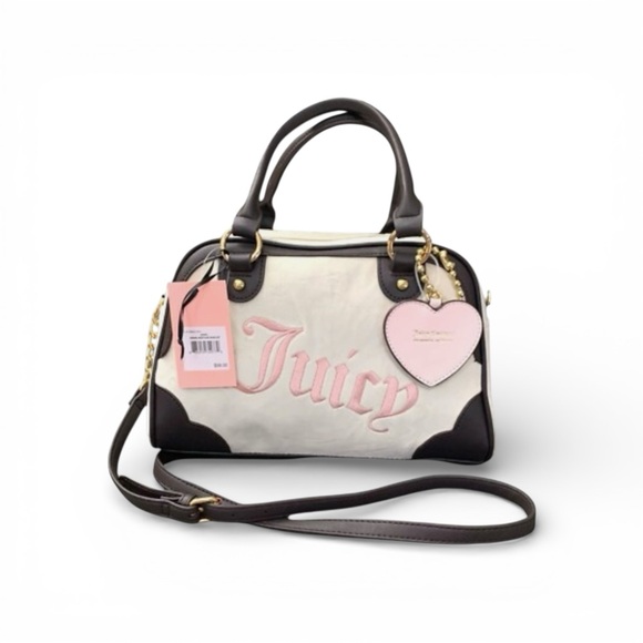 Juicy Couture Handbags - Juicy Couture Black and White crossbody Satchel bag  with Pink Accents